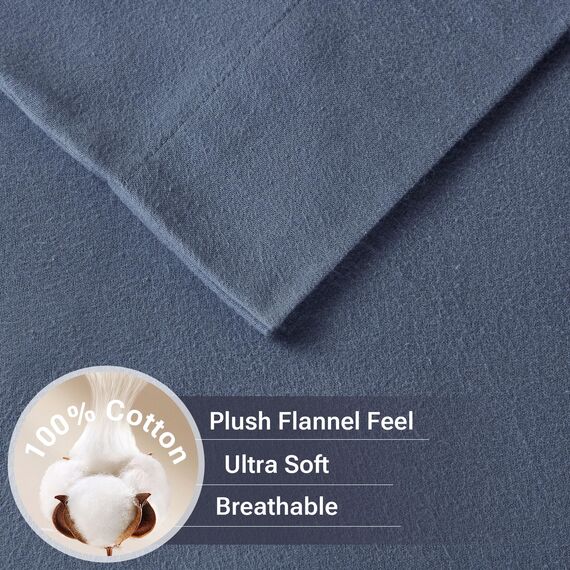 Sleep Philosophy True North by Kuscheliges Flanell-Bettwäsche-Set, 100% Baumwolle, Bedruckt, Tiere, Sterne, niedlich, ultraweich, für kaltes Wetter, voll, blau, einfarbig, 4-teilig