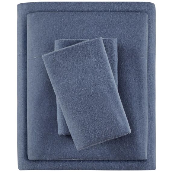 Sleep Philosophy True North by Kuscheliges Flanell-Bettwäsche-Set, 100% Baumwolle, Bedruckt, Tiere, Sterne, niedlich, ultraweich, für kaltes Wetter, voll, blau, einfarbig, 4-teilig