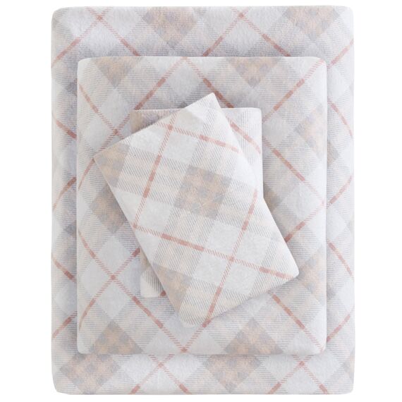 Sleep Philosophy True North by Kuscheliges Flanell-Bettwäsche-Set, 100% Baumwolle, Bedruckt, Tiere, Sterne, niedlich, ultraweich, für kaltes Wetter, 4-teilig, rosa kariert