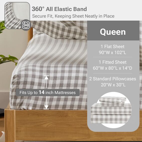 Sleep Philosophy True North Flanell-Bettwäsche-Set aus 100% Baumwolle, Queen-Size-Größe, gemütliches Flanell-Bettwäsche-Set, gebürstet für zusätzliche Weichheit, schweres, warmes