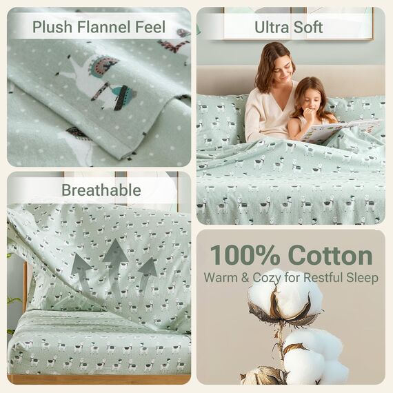 Sleep Philosophy True North by Flanell-Bettlaken, Queen-Size-Größe, gemütliches 100% Baumwoll-Flanell-Bettwäsche-Set, ultraweich, niedliches Bettlaken-Set, Neuheit, Bedruckt, kaltes Wetter, warmes