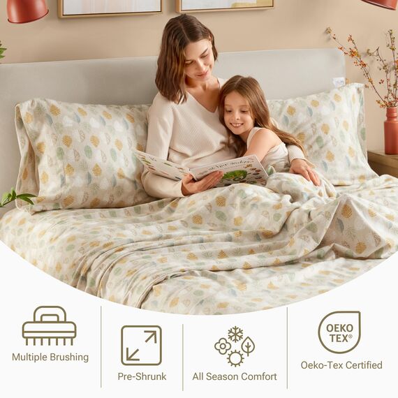 Sleep Philosophy True North Kuscheliges Flanell-Bettwäsche-Set, warm, 100% Baumwolle, Motiv: Tiere, Sterne, niedlich, ultraweich, für kaltes Wetter, King-Size-Bett, Mehrfarbig, 4-teilig