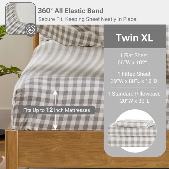 Sleep Philosophy True North Flanell-Bettwäsche-Set aus 100% Baumwolle, für Doppelbett, gemütliches Flanell-Bettwäsche-Set, gebürstet für zusätzliche Weichheit, Schwerer, Warmer