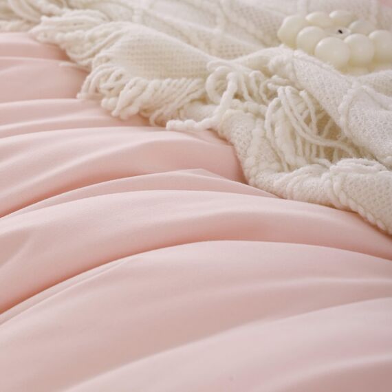 ROSGONIA Twin/Twin XL Tröster-Set für College-Mädchen und Jungen, 1 Boho-rosa Schmusetuch und 1 Kissenbezug, leichtes Kinder-Bettwäsche-Set für Schlafsaal