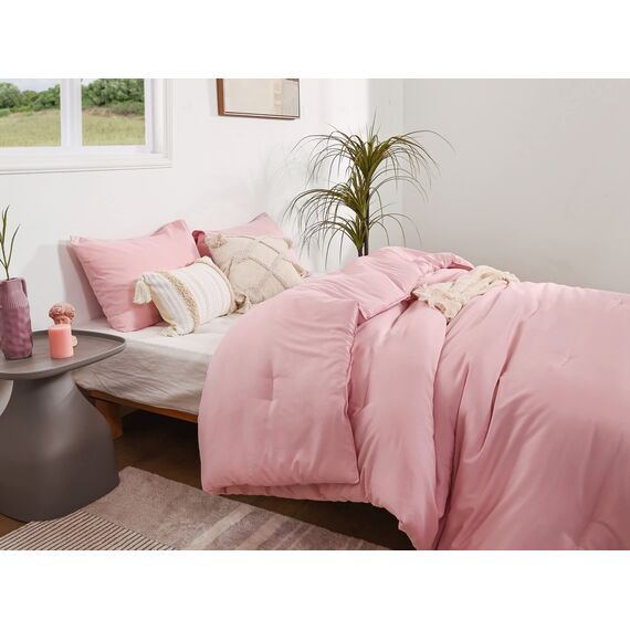 ROSGONIA Dusty Pink Bettdecken-Set für Damen und Mädchen, 1 Bettdecke und 1 Kissenbezug, Dusty Rose Twin Bettwäsche-Set für Damen und Mädchen, warm, leichte Mikrofaser-Bettdecke für alle Jahreszeiten