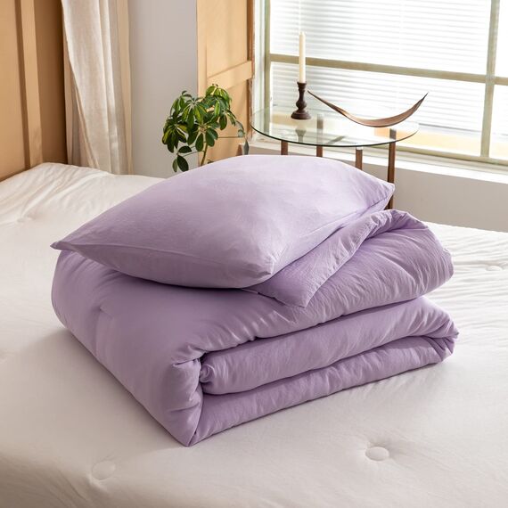 ROSGONIA Bettwäsche-Set für King-Size-Betten, Lavendel, 3-teilig (1 lila Boho-Bettdecke und 2 Kissenbezüge), weiche Bettwäsche, leichte Tagesdecke, Decke, Steppdecken, Geschenke