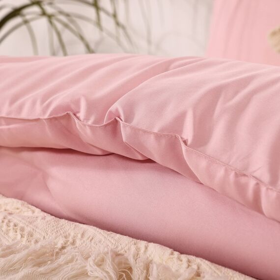 ROSGONIA Dusty Pink Bettdecken-Set für Damen und Mädchen, 1 Bettdecke und 1 Kissenbezug, Dusty Rose Twin Bettwäsche-Set für Damen und Mädchen, warm, leichte Mikrofaser-Bettdecke für alle Jahreszeiten