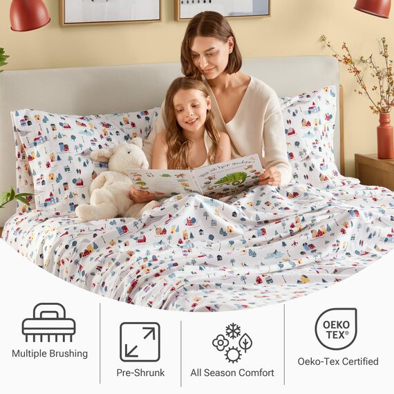 Sleep Philosophy True North Flanell-Bettwäsche-Set aus 100% Baumwolle, King-Size, gemütliches Flanell-Bettwäsche-Set, gebürstet für zusätzliche Weichheit, schweres, warmes Flanell-Bettwäsche-Set,