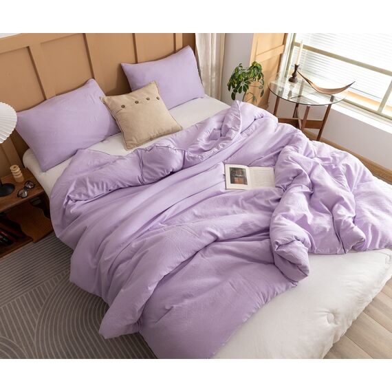 ROSGONIA Bettwäsche-Set für King-Size-Betten, Lavendel, 3-teilig (1 lila Boho-Bettdecke und 2 Kissenbezüge), weiche Bettwäsche, leichte Tagesdecke, Decke, Steppdecken, Geschenke