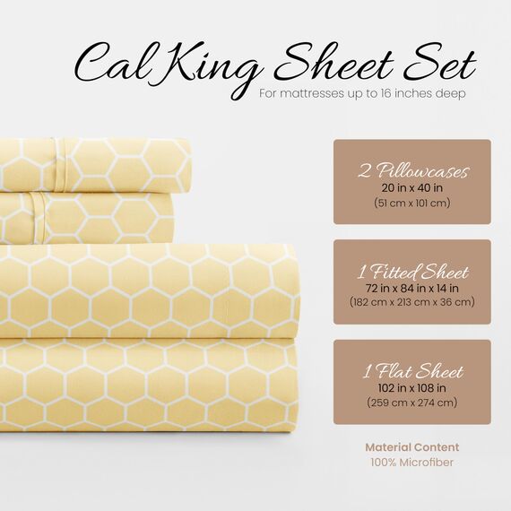 Linen Market 4-teiliges California-King-Bettwäsche-Set (geometrisches Gelb) – Schlafen Sie besser als je zuvor mit diesen ultraweichen und kühlenden Bettlaken für Ihr Cal King Size Bett – tiefe Tasche