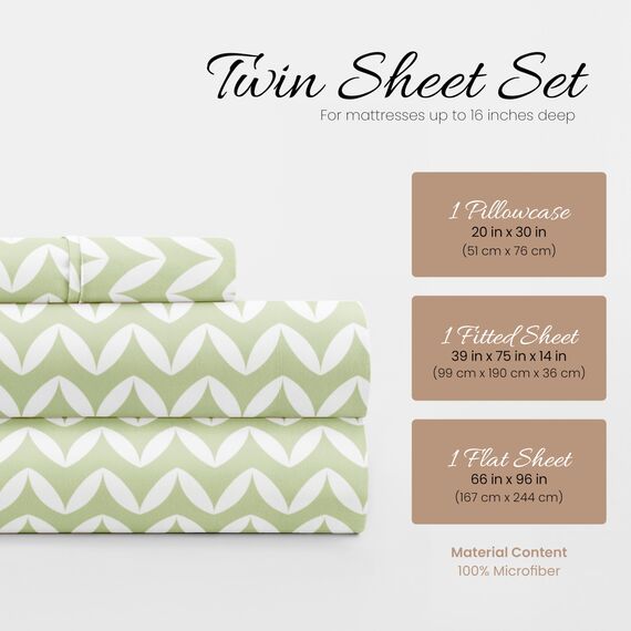 Linen Market 3-teiliges Bettwäsche-Set für Doppelbetten (Salbeigron-Chevron) – Schlafen Sie Besser als je zuvor mit diesen ultraweichen und kühlenden Bettlaken für Ihr Doppelbett – Tiefe Tasche für