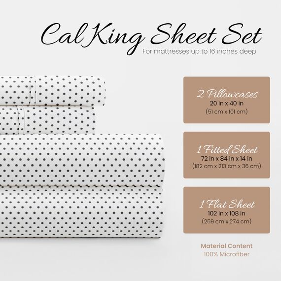 Linen Market 4-teiliges California-King-Bettwäsche-Set (grau gepunktet) – Schlafen Sie besser als je zuvor mit diesen ultraweichen und kühlenden Bettlaken für Ihr Cal King Size Bett – tiefe Tasche für