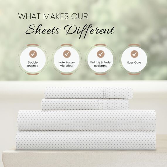 Linen Market 4-teiliges Bettwäsche-Set (grau gepunktet) – Schlafen Sie Besser als je zuvor mit diesen ultraweichen und kühlenden Bettlaken für Ihr Bett in voller Größe, Tiefe Tasche für 40,6 cm große
