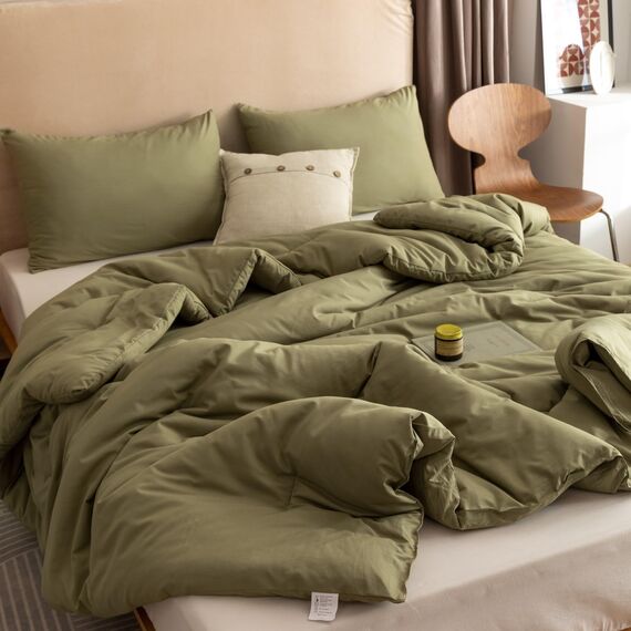 ROSGONIA Übergroße King-Size-Bettdecke, olivgrün, 3-teilig (1 Bettdecke und 2 Kissenbezüge), leicht, übergroß, King-Size-Bettdecken-Set, Bettwäsche, Decke, Steppdecken