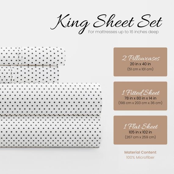 Linen Market 4-teiliges Bettwäsche-Set für King-Size-Betten (grau gepunktet) – Schlafen Sie besser als je zuvor mit diesen ultraweichen und kühlenden Bettlaken für Ihr Kingsize-Bett – tiefe Tasche für