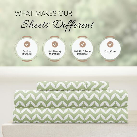 Linen Market 3-teiliges Bettwäsche-Set für Doppelbetten (Salbeigron-Chevron) – Schlafen Sie Besser als je zuvor mit diesen ultraweichen und kühlenden Bettlaken für Ihr Doppelbett – Tiefe Tasche für