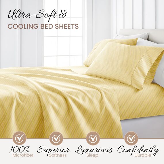 Linen Market 4-teiliges California-King-Bettwäsche-Set (geometrisches Gelb) – Schlafen Sie besser als je zuvor mit diesen ultraweichen und kühlenden Bettlaken für Ihr Cal King Size Bett – tiefe Tasche
