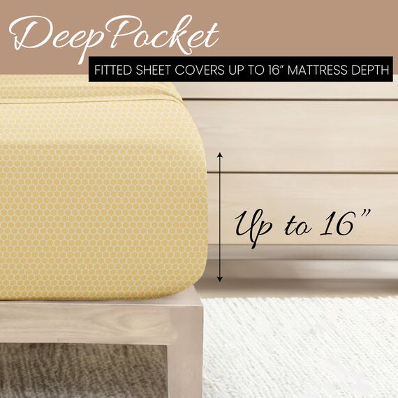 Linen Market 4-teiliges California-King-Bettwäsche-Set (geometrisches Gelb) – Schlafen Sie besser als je zuvor mit diesen ultraweichen und kühlenden Bettlaken für Ihr Cal King Size Bett – tiefe Tasche