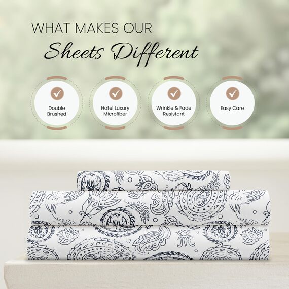Linen Market 3-teiliges Bettwäsche-Set für Doppelbetten (marineblaues Blumenmuster) – Schlafen Sie besser als je zuvor mit diesen ultraweichen und kühlenden Bettlaken für Ihr Doppelbett – tiefe Tasche