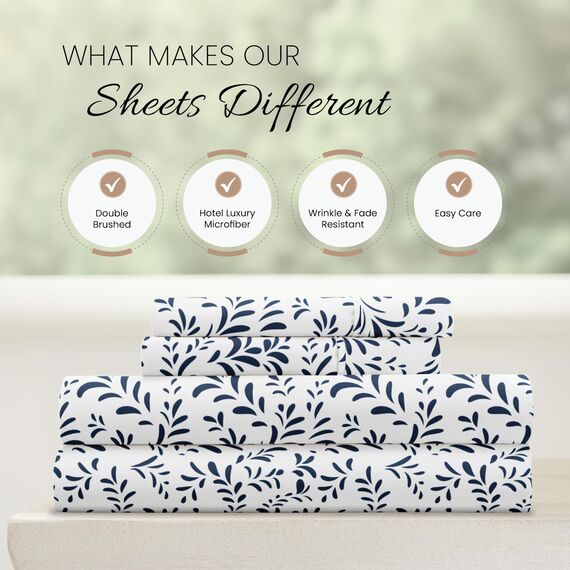 Linen Market Queen-Bettwäsche-Set, 4-teilig, atmungsaktiv, kühlendes Queen-Size-Bettlaken, Tiefe Taschen- und knitterfreie Laken, passend für 40,6 cm große Matratzen, extra weich und