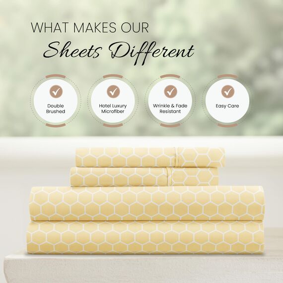 Linen Market 4-teiliges California-King-Bettwäsche-Set (geometrisches Gelb) – Schlafen Sie besser als je zuvor mit diesen ultraweichen und kühlenden Bettlaken für Ihr Cal King Size Bett – tiefe Tasche