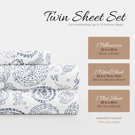 Linen Market 3-teiliges Bettwäsche-Set für Doppelbetten (marineblaues Blumenmuster) – Schlafen Sie besser als je zuvor mit diesen ultraweichen und kühlenden Bettlaken für Ihr Doppelbett – tiefe Tasche