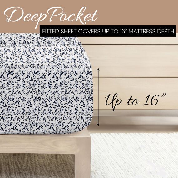 Linen Market Queen-Bettwäsche-Set, 4-teilig, atmungsaktiv, kühlendes Queen-Size-Bettlaken, Tiefe Taschen- und knitterfreie Laken, passend für 40,6 cm große Matratzen, extra weich und