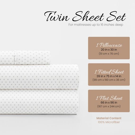 Linen Market 3-teiliges Bettwäsche-Set für Doppelbetten (grau gepunktet) – Schlafen Sie Besser als je zuvor mit diesen ultraweichen und kühlenden Bettlaken für Ihr Doppelbett – Tiefe Tasche für 40,6