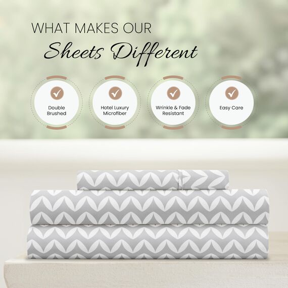 Linen Market 3-teiliges Bettwäsche-Set für Doppelbetten (graues Chevron) – Schlafen Sie Besser als je zuvor mit diesen ultraweichen und kühlenden Bettlaken für Ihr Doppelbett – Tiefe Tasche für 40,6