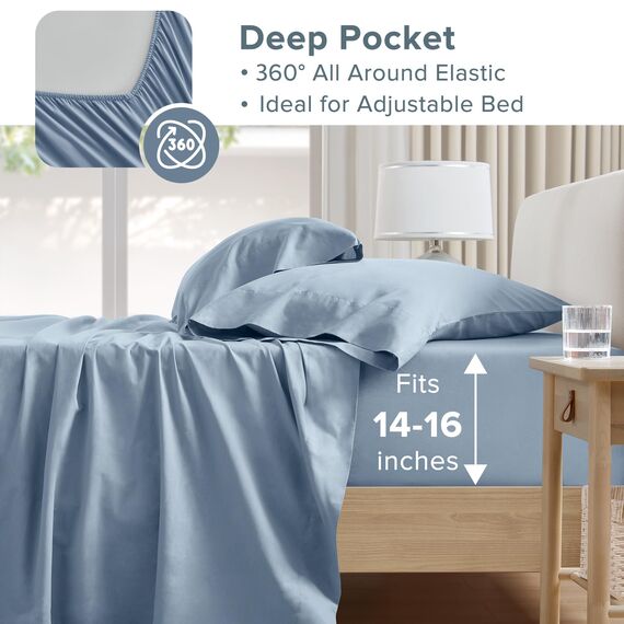Comfort Spaces Bettlaken-Set aus 100% Baumwolle, atmungsaktiv, leicht, weich, mit 35,6 cm elastischer Tasche, passend für Matratzen bis zu 40,6 cm, gemütliche Ganzjahres-Bettwäsche, passender
