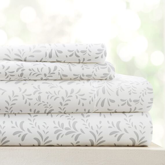 Linen Market Bettlaken-Set, Mikrofaser, Burst of Vines Gray, California King
