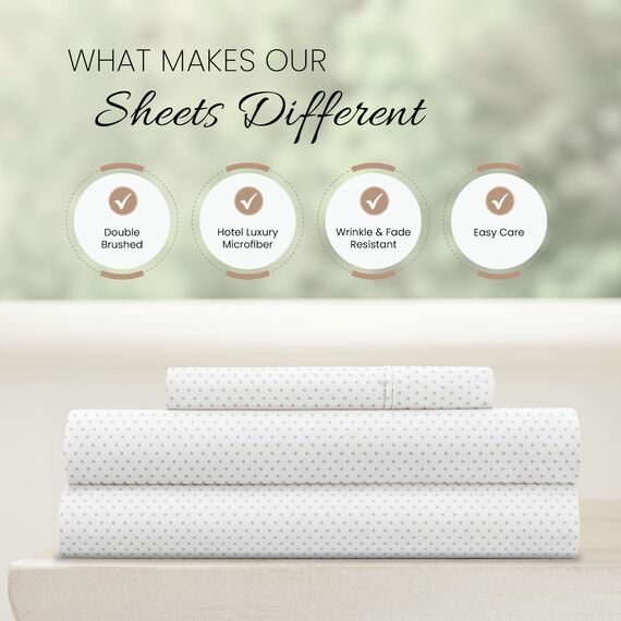 Linen Market 3-teiliges Bettwäsche-Set für Doppelbetten (grau gepunktet) – Schlafen Sie Besser als je zuvor mit diesen ultraweichen und kühlenden Bettlaken für Ihr Doppelbett – Tiefe Tasche für 40,6