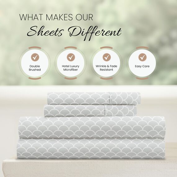 Linen Market 4-teiliges Queen-Bettwäsche-Set (graue Jakobsmuscheln) – Schlafen Sie Besser als je zuvor mit diesen ultraweichen und kühlenden Bettlaken für Ihr Queen-Size-Bett – Tiefe Tasche für 40,6