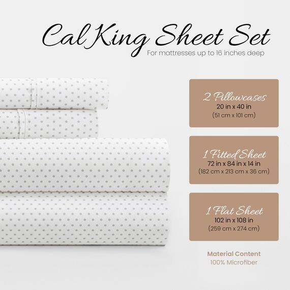 Linen Market 4-teiliges California King Bettwäsche-Set (grau gepunktet) – Schlafen Sie besser als je zuvor mit diesen ultraweichen und kühlenden Bettlaken für Ihr Cal King Size Bett – tiefe Tasche für