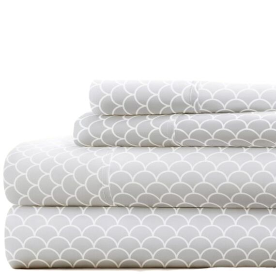 ienjoy Home Bettlaken-Set, Mikrofaser, Jakobsmuscheln Hellgrau, California King