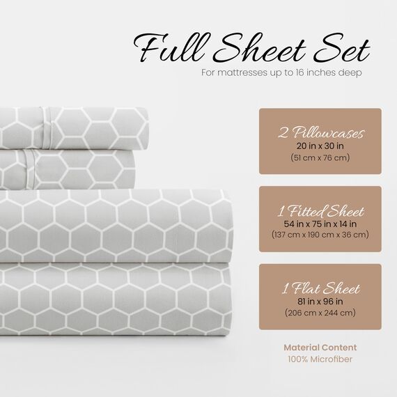Linen Market 4-teiliges Bettwäsche-Set (graues geometrisches Design) – Schlafen Sie Besser als je zuvor mit diesen ultraweichen und kühlenden Bettlaken für Ihr Bett in voller Größe, Tiefe Tasche für