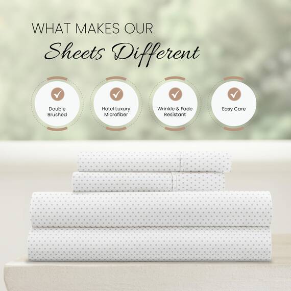 Linen Market 4-teiliges Queen-Bettwäsche-Set (grau gepunktet) – Schlafen Sie Besser als je zuvor mit diesen ultraweichen und kühlenden Bettlaken für Ihr Queen-Size-Bett – Tiefe Tasche für 40,6 cm