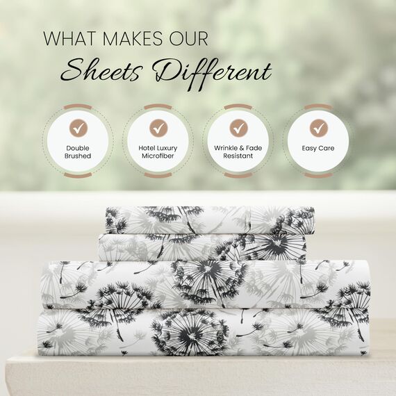 Linen Market Bettlaken-Set, Mikrofaser, Make a Wish, Grau, Kingsize-Bett