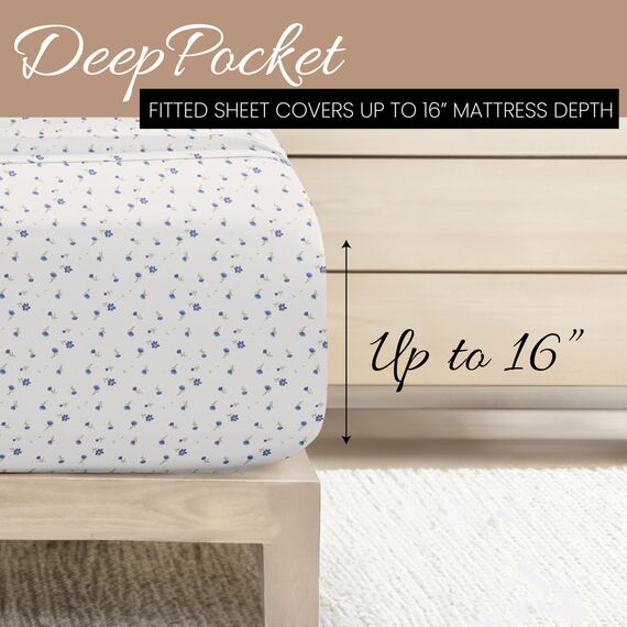 Linen Market 4-teiliges Bettlaken-Set in voller Größe (hellblaues Blumenmuster) – Schlafen Sie Besser als je zuvor mit diesen ultraweichen und kühlenden Bettlaken für Ihr Bett in voller Größe – Tiefe