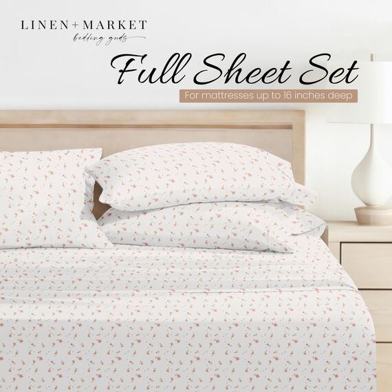 Linen Market 4-teiliges Bettwäsche-Set (rosa Blumenmuster) – Schlafen Sie Besser als je zuvor mit diesen ultraweichen und kühlenden Bettlaken für Ihr Bett in voller Größe, Tiefe Tasche für 40,6 cm