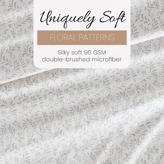 Linen Market Bettlaken-Set, Mikrofaser, Burst of Vines Gray, California King
