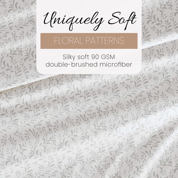 Linen Market 4-teiliges Bettlaken-Set, Motiv Burst of Vines, Grau, 4-teilig