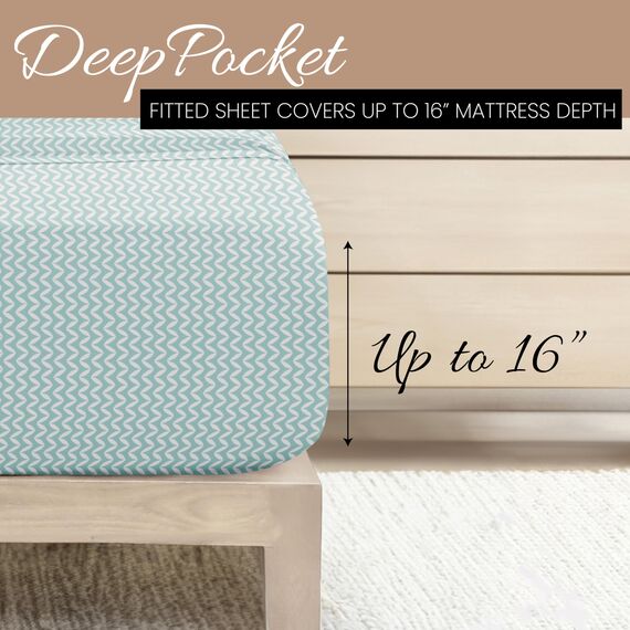 Linen Market Bettlaken-Set, Mikrofaser, Puff-Zickzackmuster, Hellblau, Queen-Size-Bett