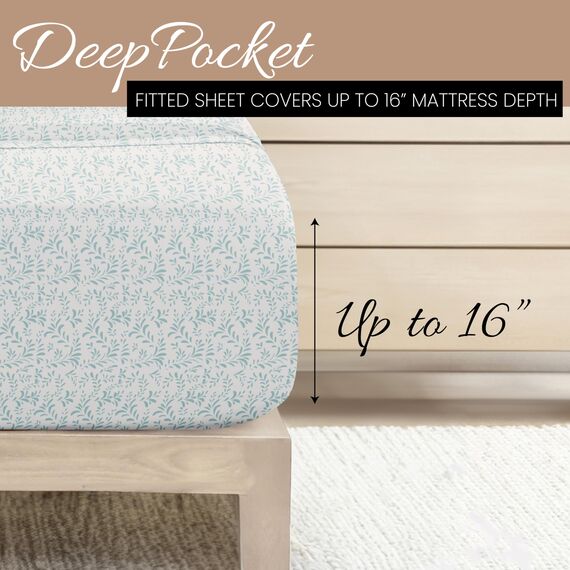Linen Market Doppelt gebürstete, gemusterte Mikrofaser, Kingsize-Bettlaken-Set, 4-teilig, Oeko-Tex-Zertifiziert, ultraweich und knitterfrei, 40,6 cm Tiefe Spannbettlaken, pflegeleicht,