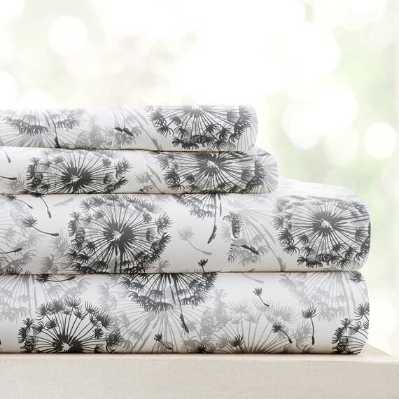 Linen Market 4-teiliges Bettlaken-Set, Gemustert, voll, Make A Wish Grau