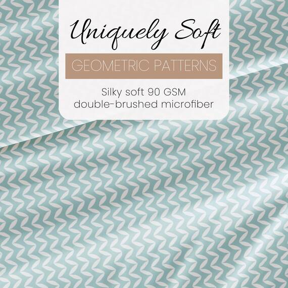 Linen Market 4-teiliges Bettlaken-Set, Gemustert, Kingsize-Bett, Chevron, Hellblau