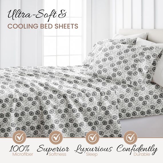 Linen Market Bettlaken-Set, Mikrofaser, Make a Wish, Grau, Kingsize-Bett