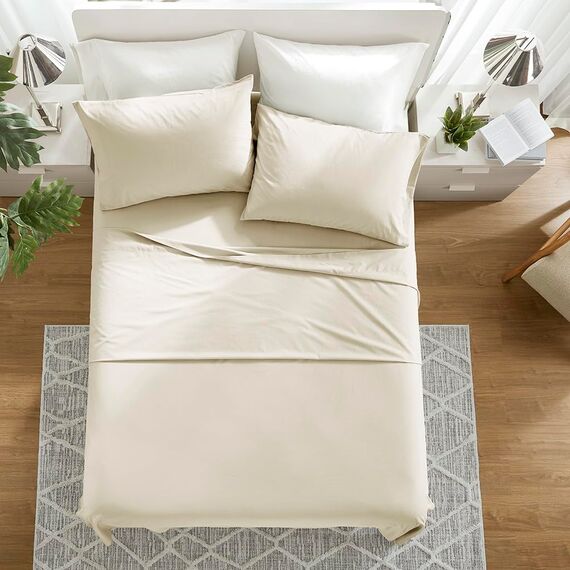 Comfort Spaces Bettlaken aus 100% Baumwolle, atmungsaktiv und ultraweich, natürlich kühle Baumwolle, mit 35,6 cm elastischer Tasche, passend für Matratzen bis zu 40,6 cm, für alle Jahreszeiten