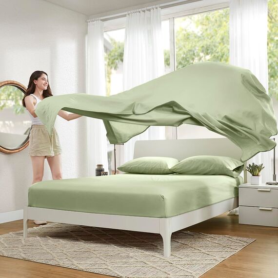 Comfort Spaces Bettlaken aus 100% Baumwolle, atmungsaktive und weiche Baumwolle, natürlich kühle Baumwolle, mit 30,5 cm elastischer Tasche, passend für Matratzen bis zu 35,6 cm, für alle Jahreszeiten