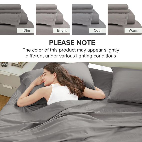 Comfort Spaces Bettlaken aus 100% Baumwolle, für Queen-Size-Bett, atmungsaktiv, ultraweiche Baumwolle, natürlich kühle Baumwolle, Bettlaken mit 35,6 cm elastischer Tasche, passend für Matratzen bis